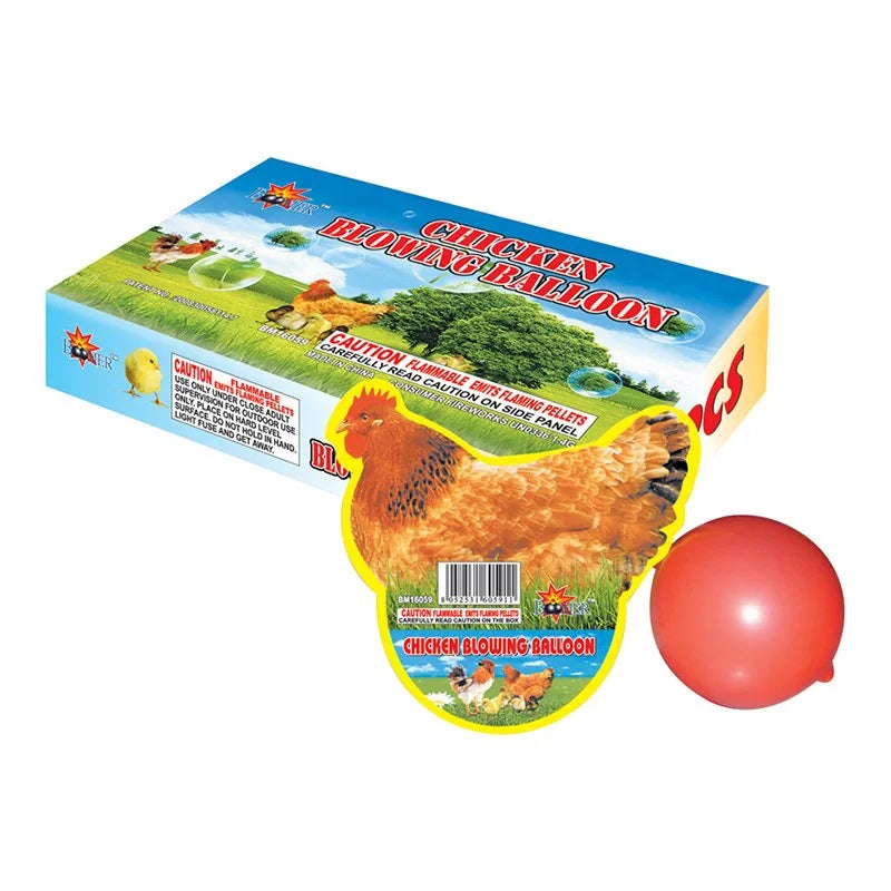 Chicken Blowing a Balloon